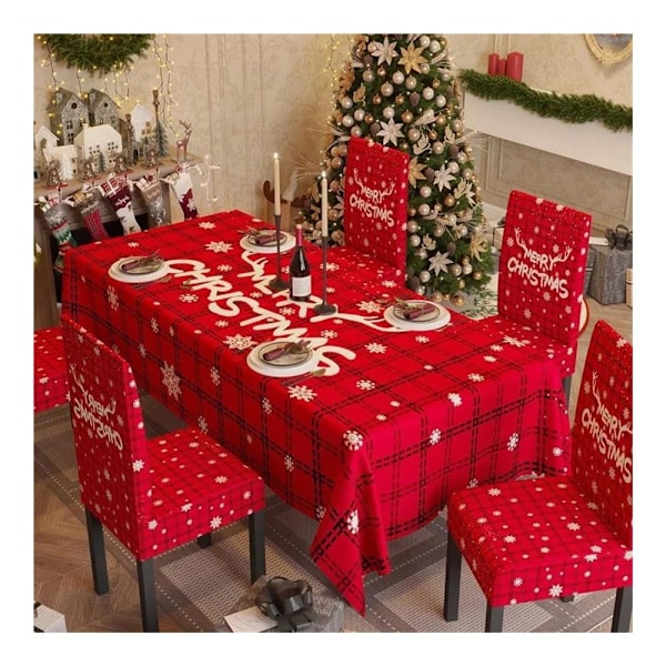 Tre set med juldukar och stolsöverdrag Jultomte Juldekoration Bord Middag Dekor Bröllop Fest