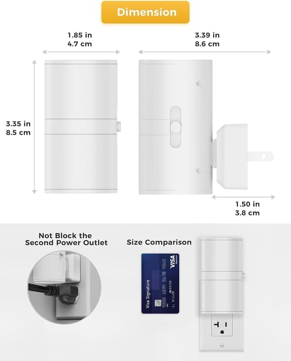 LED Night Light Plug-in Light Sensor Dimmable 3000K Soft White Hall Bedroom [Ho]