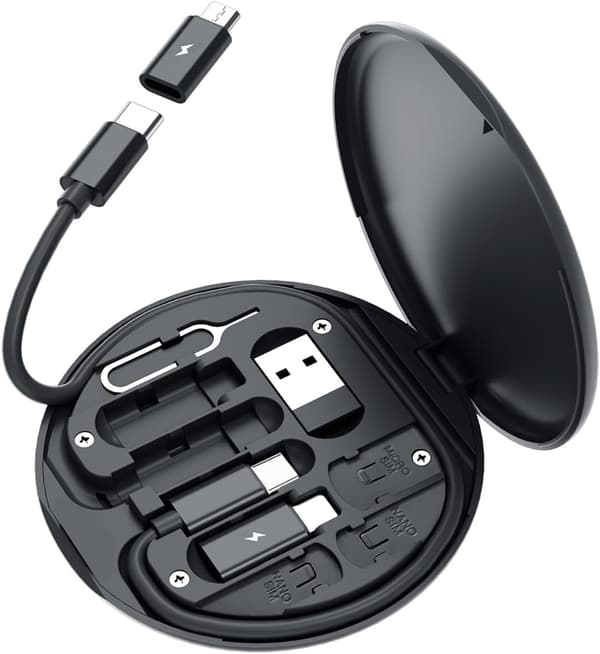 USB C -sovitin OTG-kaapelisarja, monilatauskaapelikotelo muuntaa USB C:n iOS-laitteeseen/Type C/Micro/USB A -sovittimeen (musta)