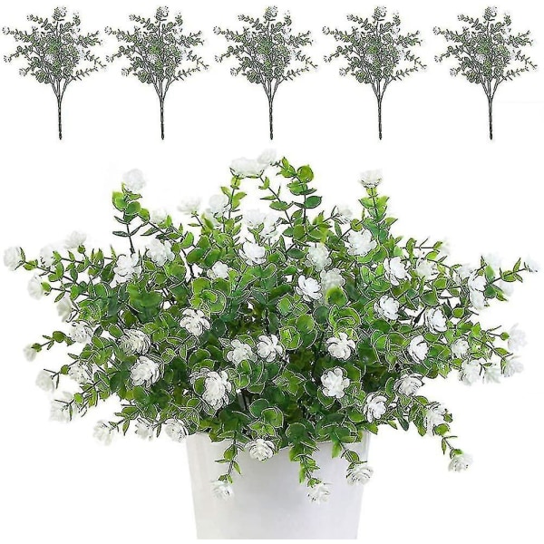 5-pack konstgjorda blombuketter, UV-beständiga grönska växter för