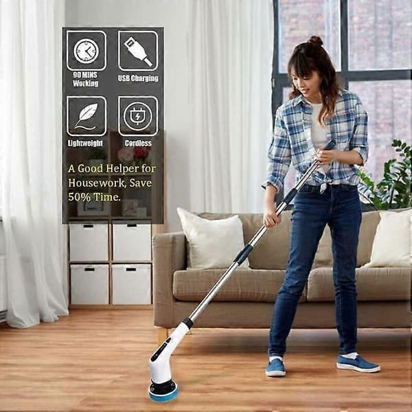 Cordless Electric Cleaning Brush, Cordless Cleaning Brush with 9 Replaceable Brush Heads, Electric Mop with