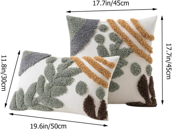 Bohemian decorative throw pillows with leaf pattern, plush and cotton material, comfortable and decorative