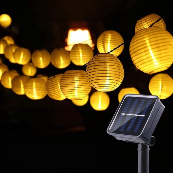 Solar LED-slingor för utomhusbruk, 6,5 m, 30 LED- nylon för fest, jul, trädgård, uteplats, Halloween, dekoration (varmvitt)