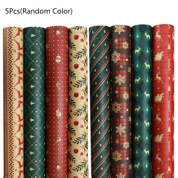 Christmas Wrapping Paper Kraft Paper with Snowflake Elk Pattern Gift Wrapping (XH(