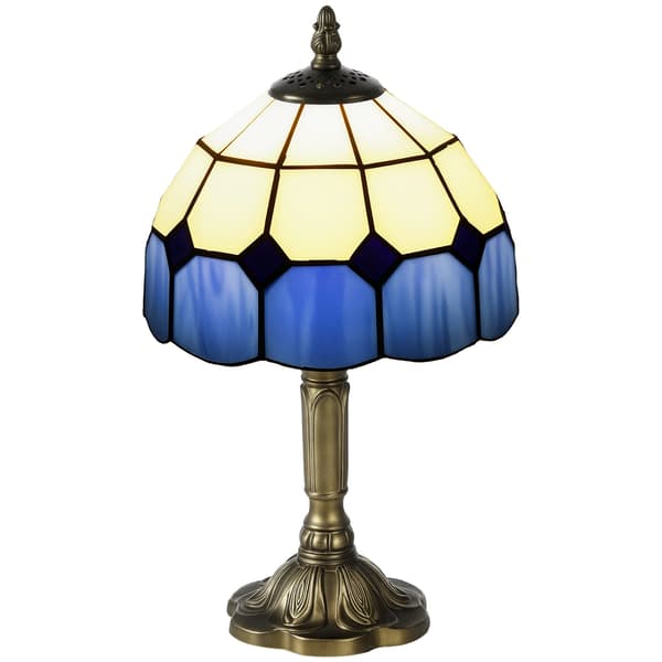 Bordlampe i Tiffany-stil til soveværelse, blå