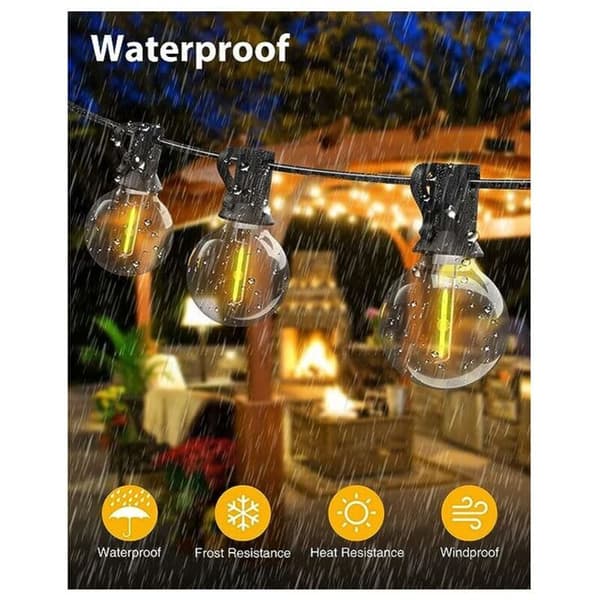Outdoor 15m LED String Lights with G40 Tavern Style Bulbs-FA-