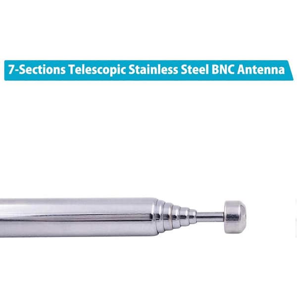 (2-pak) BNC-radioantenne med BNC-hanstikadapter, teleskopisk rustfrit stål