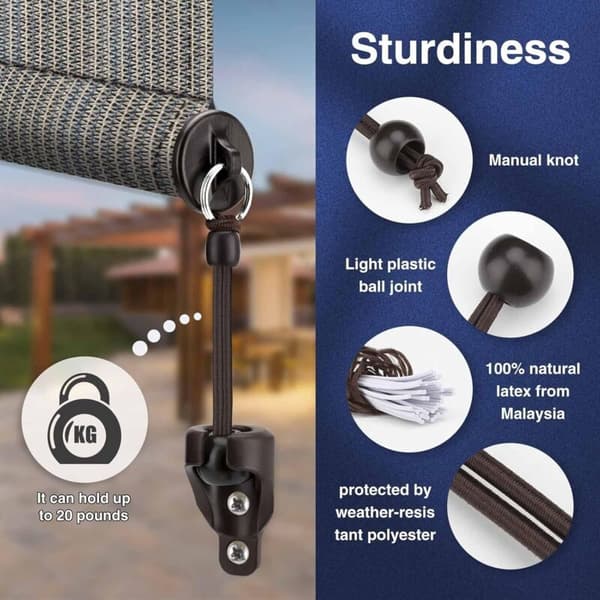 Coolaroo Shade Repair Kit - 2-Pack End Loop Buckles for Outdoor Roller Blinds - Brown