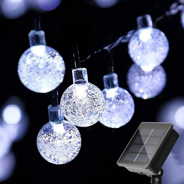 20 LED Kristallkula Solcellssträngljus Extra-Ljusstarka Utomhuslampor med 8 Belysningslägen Vattentäta Solenergidrivna Patio