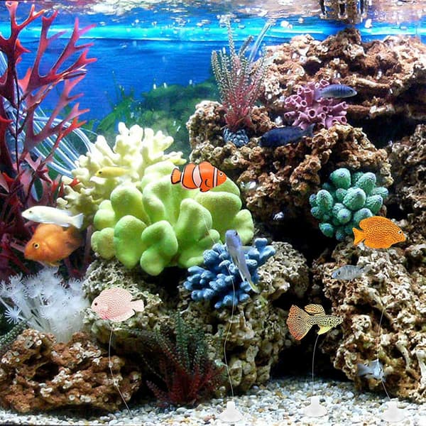 4 st silikonfiskar, konstgjord guldfisk akvarium prydnad