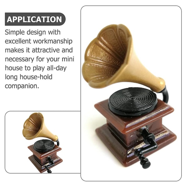 Leker Mini Grammofon Leke Mini Hus Grammofon Dekor Barn Mini Leke Miniatyr Grammofon Dekor M Light Brown 4.3x2.3cm