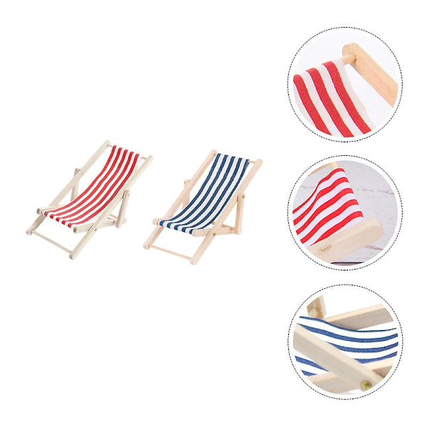 2 stk. Børnehavemøbler Miniature Havebænk Børne Mini Legetøj Mini Recliner Rekvisitter Børne Strandstol Red 11X4.8CM