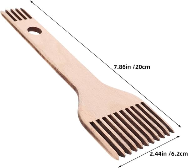 2 Pieces Wooden Weaving Combs, Double-Sided Portable Hand Weaving Tool