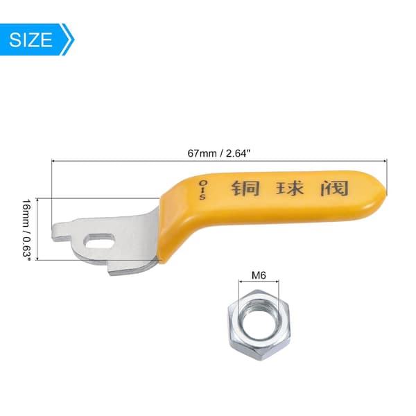 Lite spakhåndtak 2 tommer lengde jern forkrommet erstatning kvart omdreining med plastgrep gul for kuleventil size_name 76mm