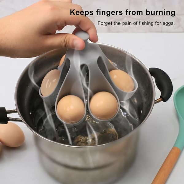 Silicone Egg Cooker, Suitable for Soft-Boiled Eggs, Food-Grade Silicone Egg Cooker with 6 Holders, Kitchen Utensil, Cooking Tool with Handle.