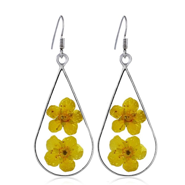 4 par Kollektion Pressade Blomma Tåre Örhängen-- Spets Pressade Vildblomma Örhängen | Drop Dangle-Present till Kvinna