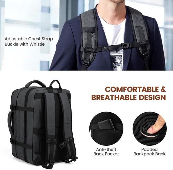 Large 40L Cabin Backpack, 17-inch Laptop Backpack, Splash-proof Work Backpack