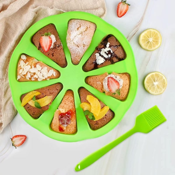 2 stk Silikon Bageforme Store 8 Hul Silikon Scone Pan/Kage Skiver Form/Trekant Hul Kage Pan Pizza Skiver Pan