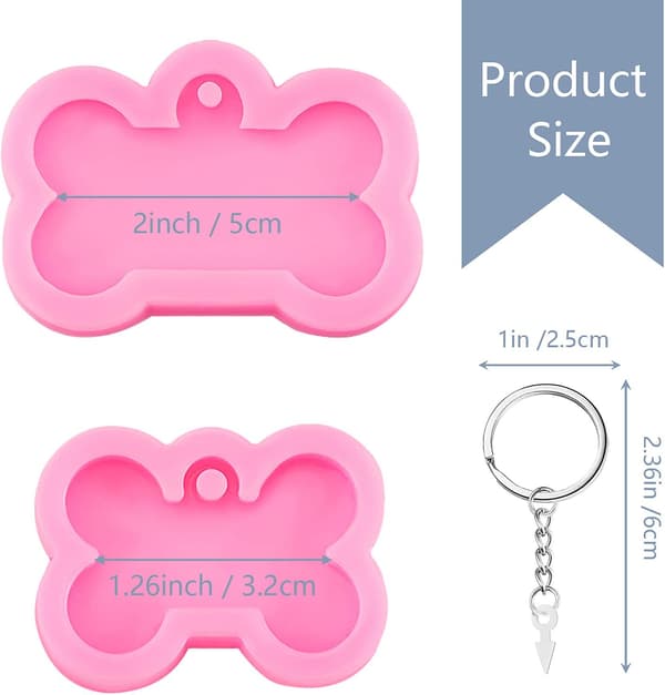 6 Pieces with 10 Pieces Large Keychain Dog Bone Silicone Mold