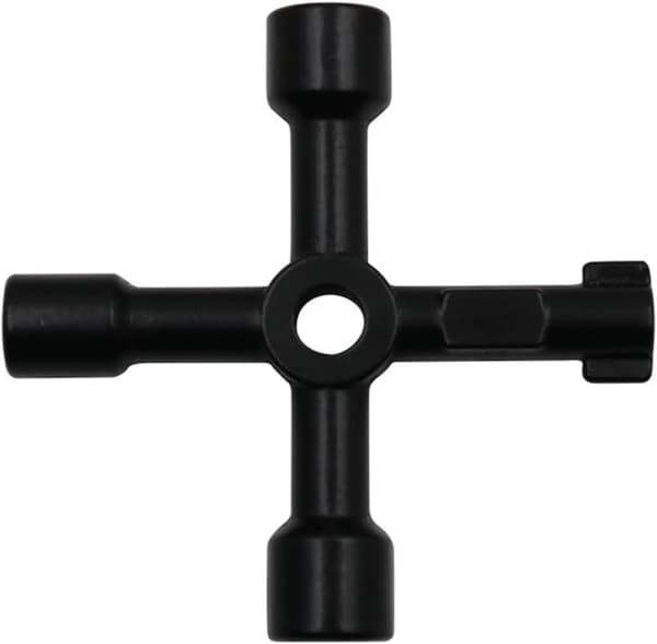 Square Key, 4-Way Multifunction Key, 4-Way Access Cross for Control Cabinet Valve Water Meter (Black)