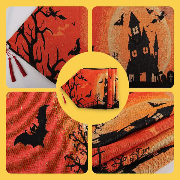 1. slots Castle Tassel Runner Dækkeservietter, Halloween Bordløber, til