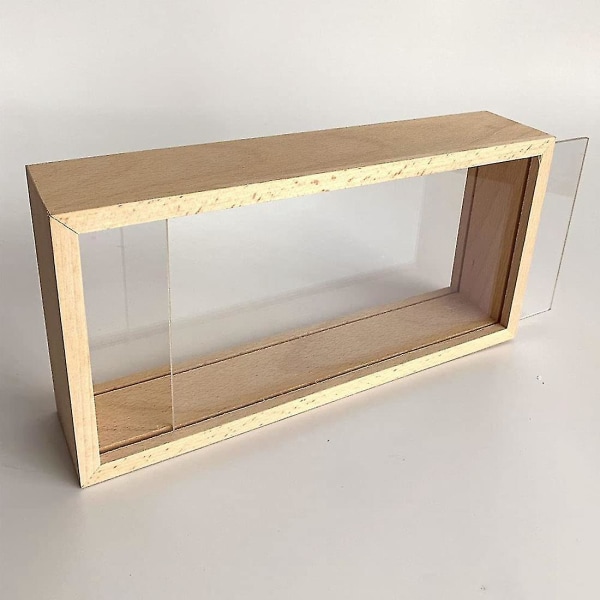 Varjovalokuvakehys puinen kaksipuolinen teräväpiirto akryylisäilytyslaatikko Tee itse näyttölaatikko