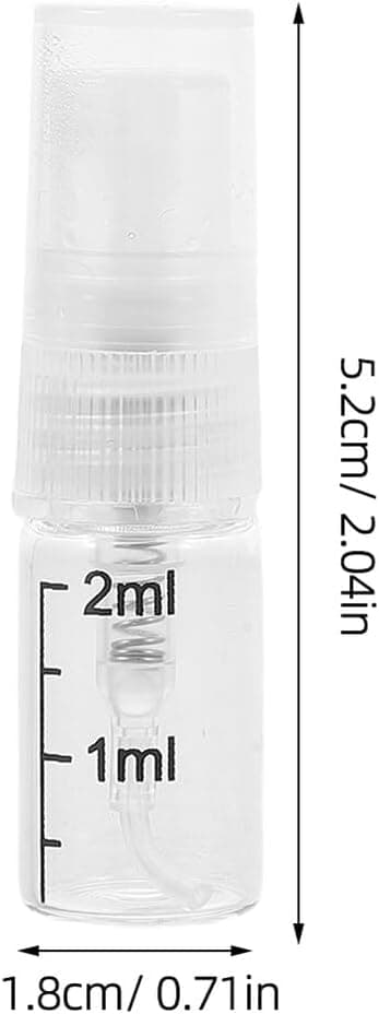 5 stk 2 ml glass mini sprayflasker med gradert finforstøver