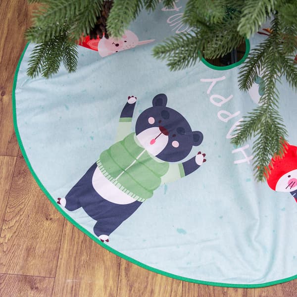 36 inch Christmas Decorations Creative Cartoon Print Tree Surround Mat Christmas Tree Bottom Decorative Tree Skirt (Style 4)