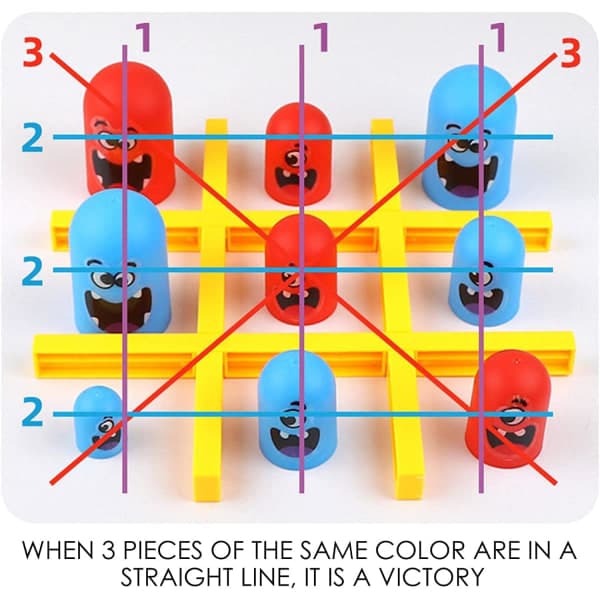 Big Eat Small Tic Tac Toe Spilsæt, 2 Spillere Blå Rød Gobblet Go