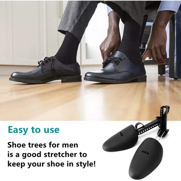 2 par Plast Shoe Tree Stretcher Shaper för män (svart) Plast Shoe Tree Justerbar Shoe Stretcher Widener Expanders