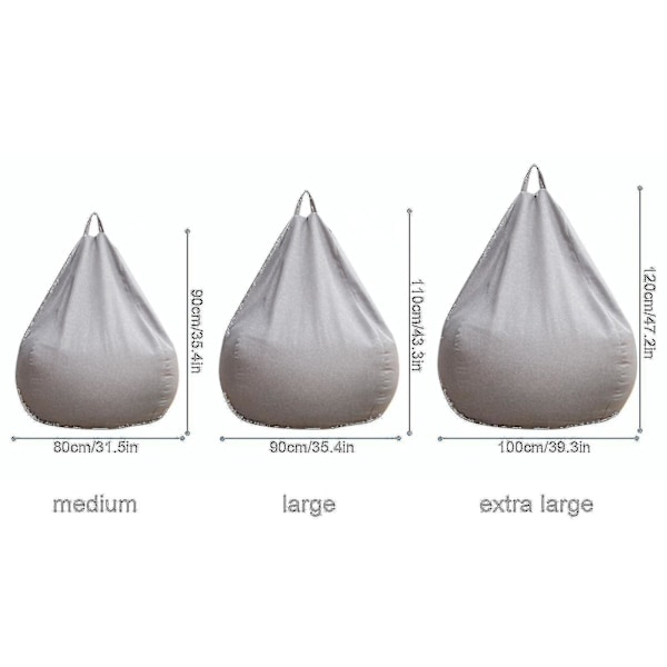 (Harmaa 80 * 90cm) Uusi Erittäin Suuri Säkkituoli Sohvan Päällinen Sisätiloihin Lazy Lounger Aikuisille Lapsille Tarjoushinta