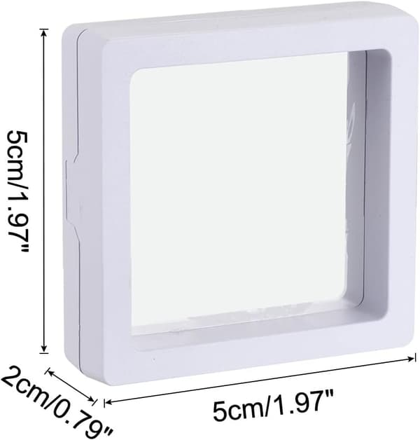 Flytande ram Displayhållare Stativ 3D Smyckeskrin med Bas 1,97 x 0,79 tum Vit Förpackning med 20