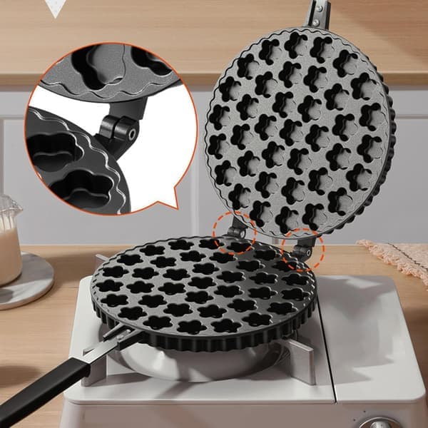 Waffle Iron Double-Sided Nonstick 180° Rotation 5 Min for Egg Waffles Cones [Ho]