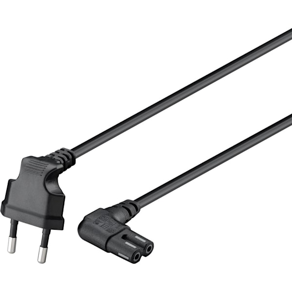 Connection cable with Euro plug, angled, 2 m, black Svart
