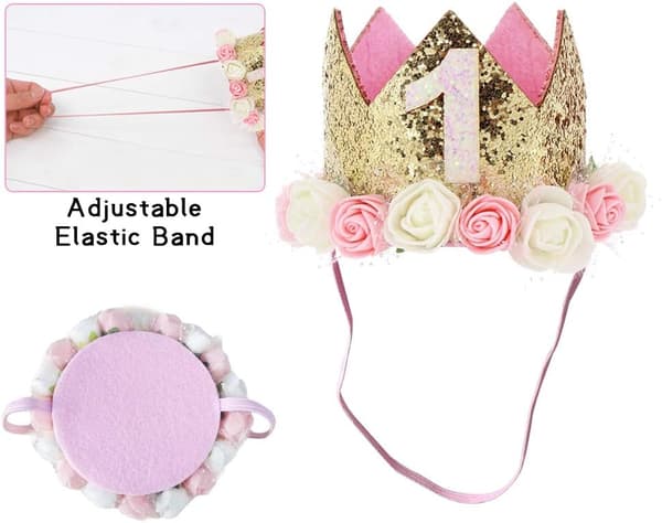 Baby Prinsessekrone Bursdagshatt, 3-års Bursdagsfest Hatter Barn