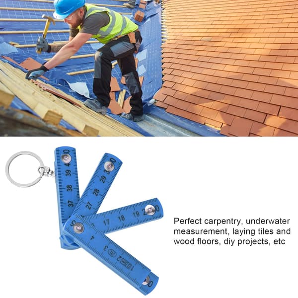 2-pakning Mini Sammenleggbare Linjaler - 0,5m - Sammenleggbar Linjal for Legging av Snekkerplater (Blå)