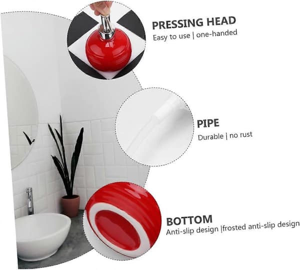 Ceramic Lotion Dispenser with Refillable Pump for Easy Liquid Soap Dispensing in the Bathroom