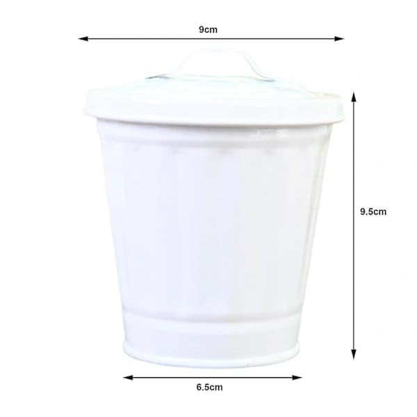 Desktop Waste Bin with Lid, Bucket Shape, Leak-Proof, Large Opening, Trash Can BY White One Size