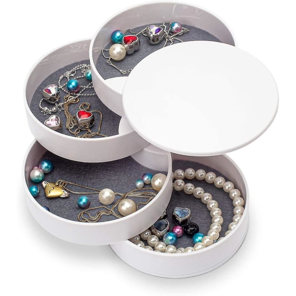 Jewelry Organizer, Small Jewelry Box Earring Holder Jewelry Storage Box 4-layer Rotatable Jewelry Accessory Storage Tray With Lid