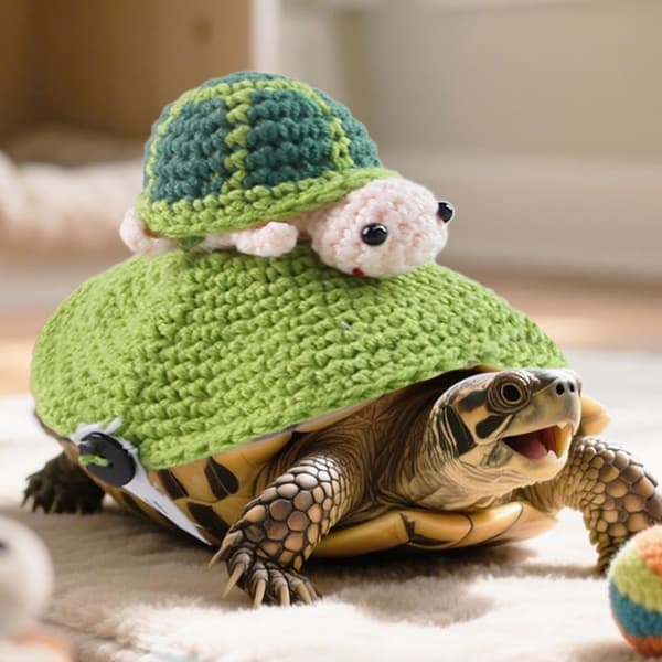 Knitted Pet Turtle Sweater, Hand-Knitted Turtle Jumper, Cute Warm Shell Outfit, Turtle Clothes