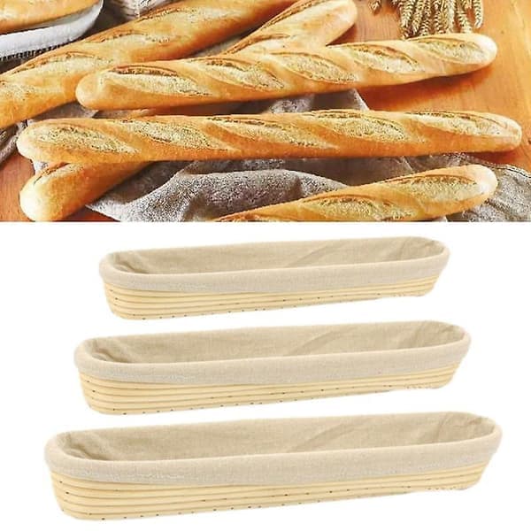 Baguette Hævekurv til Fransk Brød i Rattan med Stofbetræk S