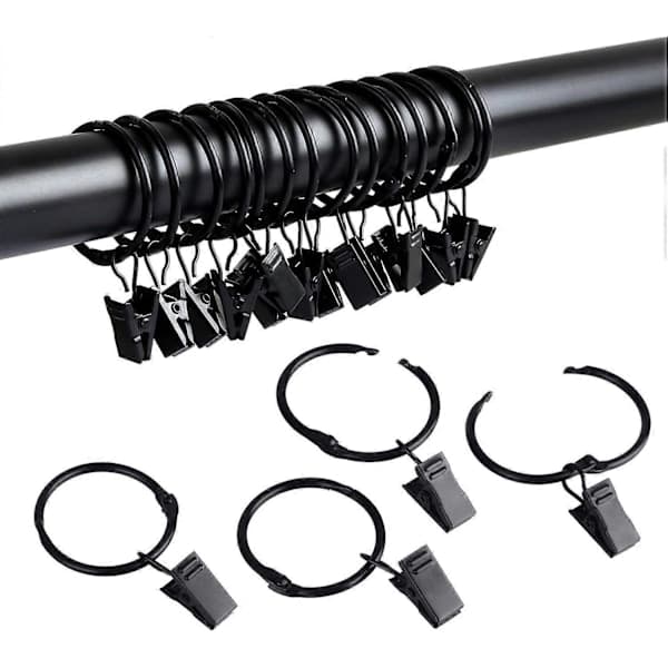 28-pak Metal Åbningsbare Gardinerringe med Clips 38 mm Indvendig Diameter