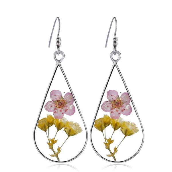 4 par Kollektion Pressade Blomma Tåre Örhängen-- Spets Pressade Vildblomma Örhängen | Drop Dangle-Present till Kvinna