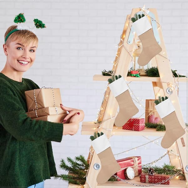 18\" Jutestrømper til jul, bulk, enkle, nøytrale, til oppheng ved peisen, 2-pakning