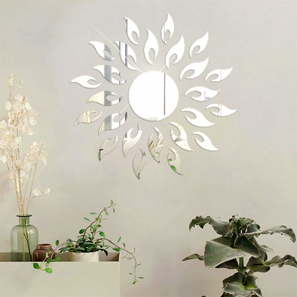Solros Spegel Väggdekorationer, Runda Akryl DIY Självhäftande Väggkonst Dekaler Miroir Mural Heminredning för Vardagsrum