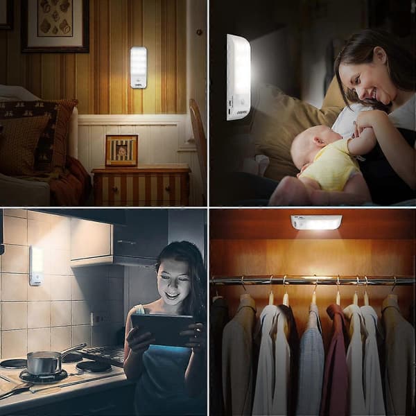 Automatic LED Night Light [2-pack], 12 LED USB Rechargeable Wardrobe Night Light With Motion Detector Magnetic