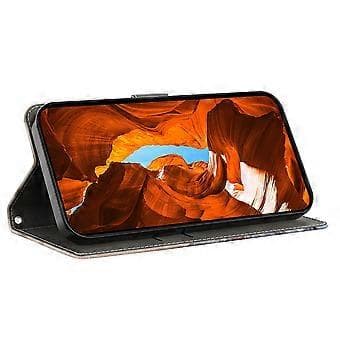 Läderfodral med mönstertryck, plånboksställ och flipfodral för Samsung Galaxy S24 FE
