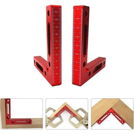 90° Right Angle Clamp 4.7\" x 4.7\" Aluminum Alloy - Anti-Corrosion Red Anodized Finish - For Assembling Frames and Boxes