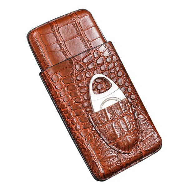 2 stk. Krokodillelæder Cigar Humidor, 3 Rør Bærbar Cigaræske, Høj Kvalitet Cigar Humidor med Cedertræbeklædning, Fantastiske Gaveidéer til Mænd