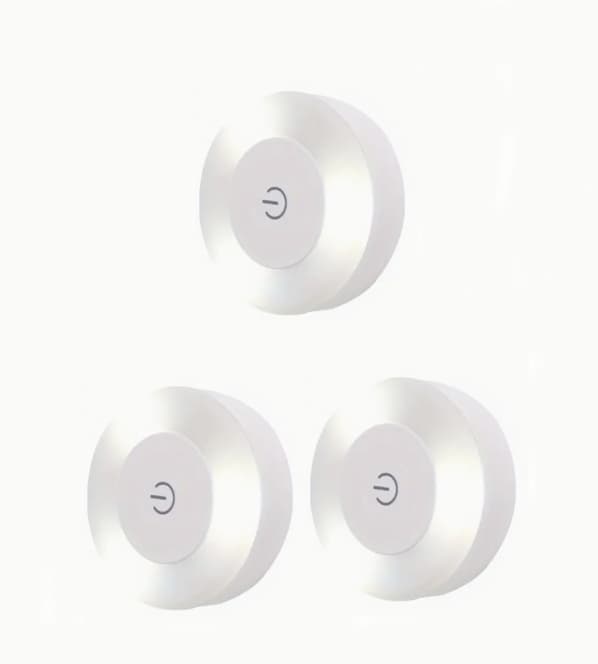 3-pack LED Night Lights USB Rechargeable Wall Lamp With Magnetic Base White Light